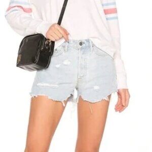 GRLFRND Women Organic Cotton Distress Denim Jean Shorts in My Way Wash Size 27